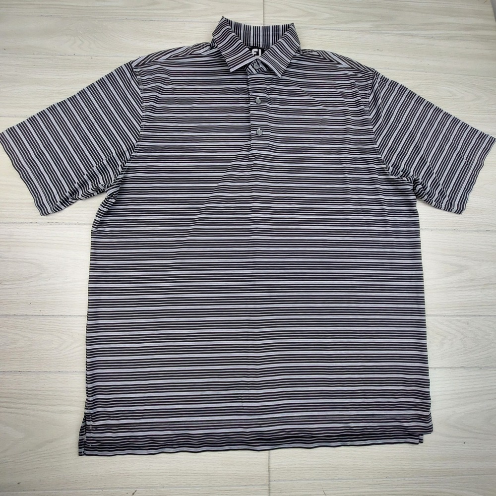 FootJoy FJ Golf Polo Shirt Mens 2XL Striped Performance Stretch‎ Comfort Casual